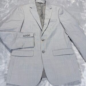 Bar III Mens Light Gray Skinny Fit Wool Blend Suit Jacket Blazer 40L READ!!